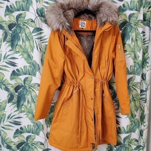Debenhams Collection Coat with Faux Fur Hood
